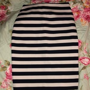 The Limited Navy and White Pencil Skirt